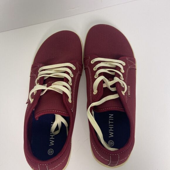 WHITIN Minimalist Red Canvas Sneakers with White Soles and Laces Sz 11 EU 45 - Picture 5 of 8